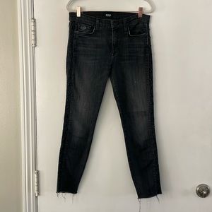 Hudson Black Luna Midrise Crop Super Skinny Raw Hem with Grommet sides | 28
